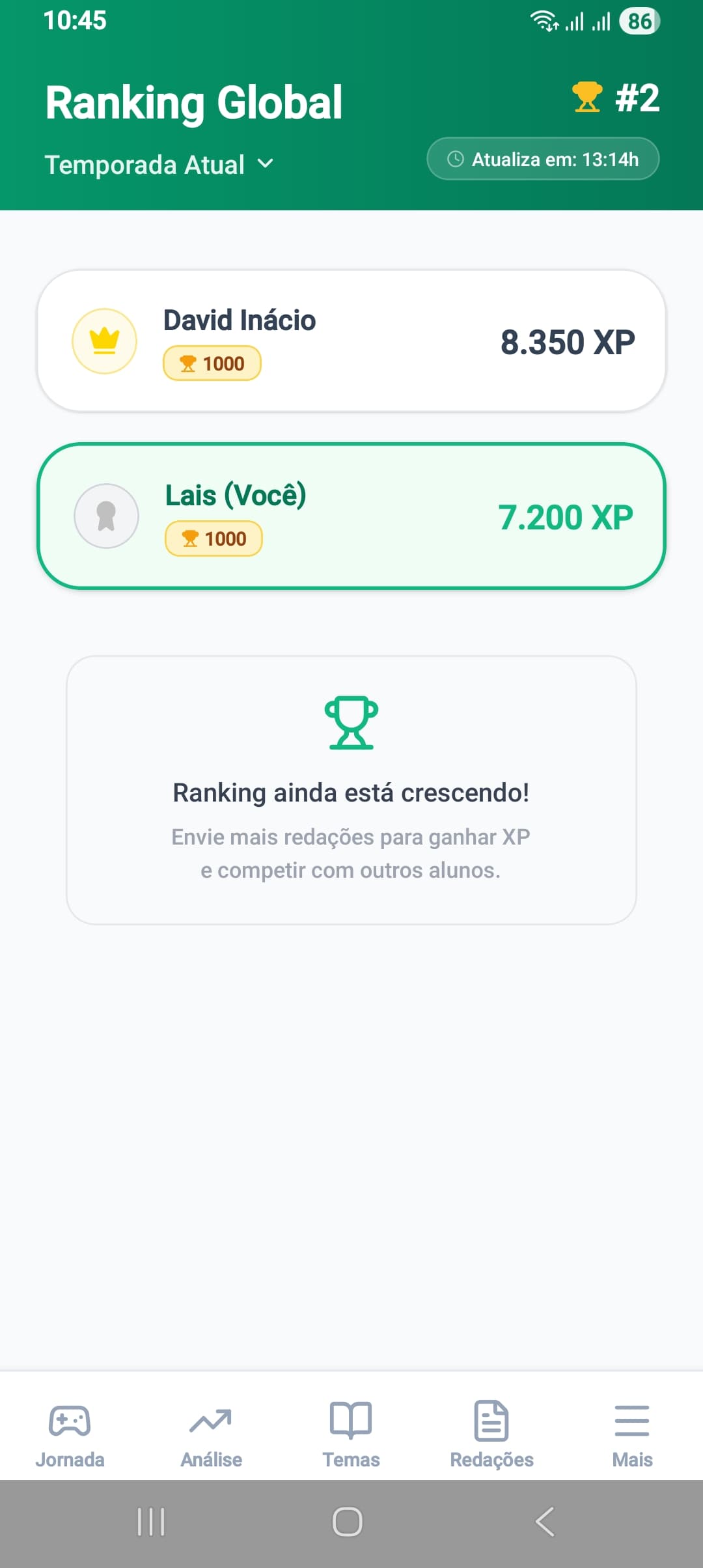 Tela de Ranking Global do Revisa AI